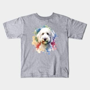 White Labradoodle Dog Watercolor Artwork Kids T-Shirt